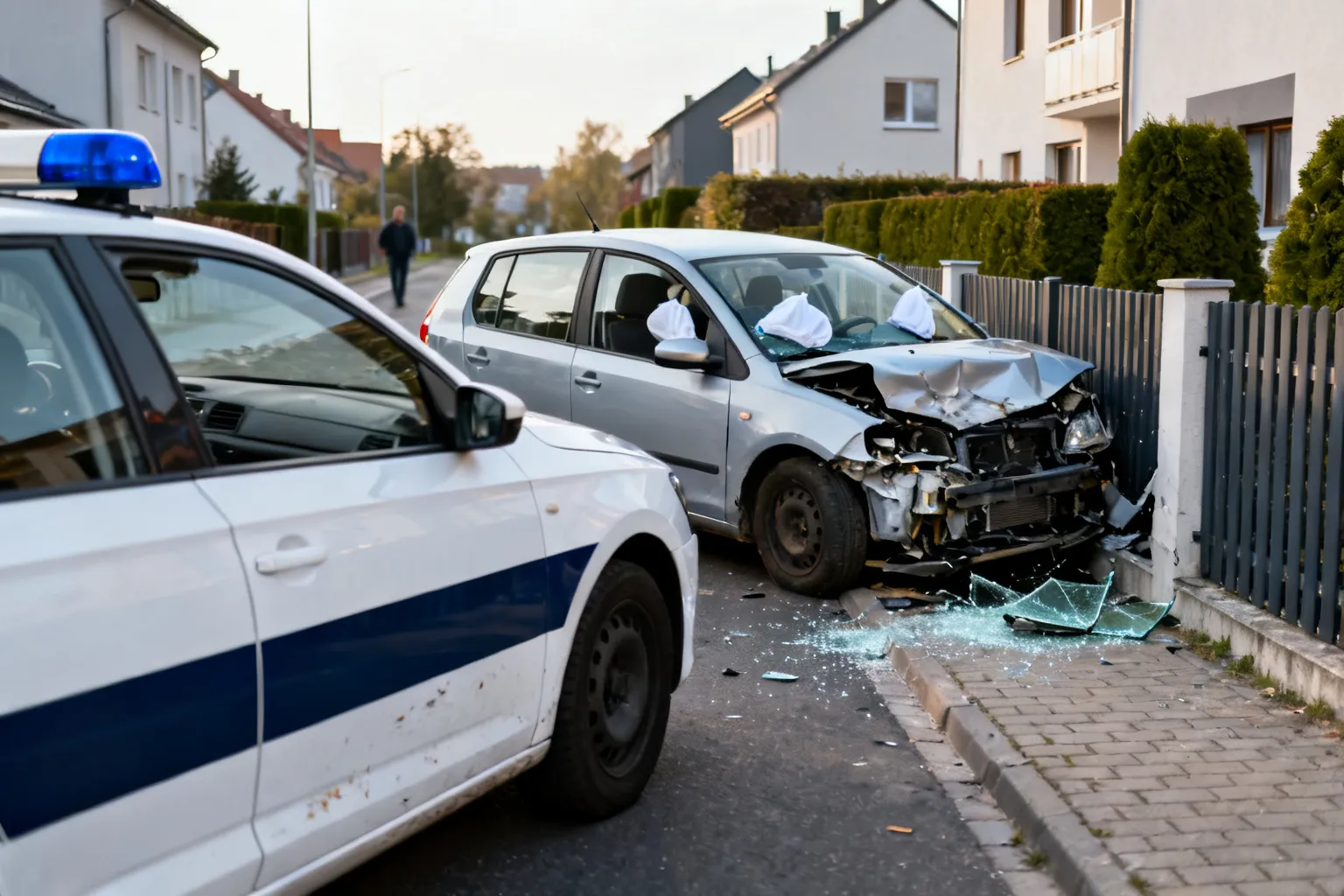 Uciekła przed policją, spowodowała kolizję i wjechała w ogrodzenie