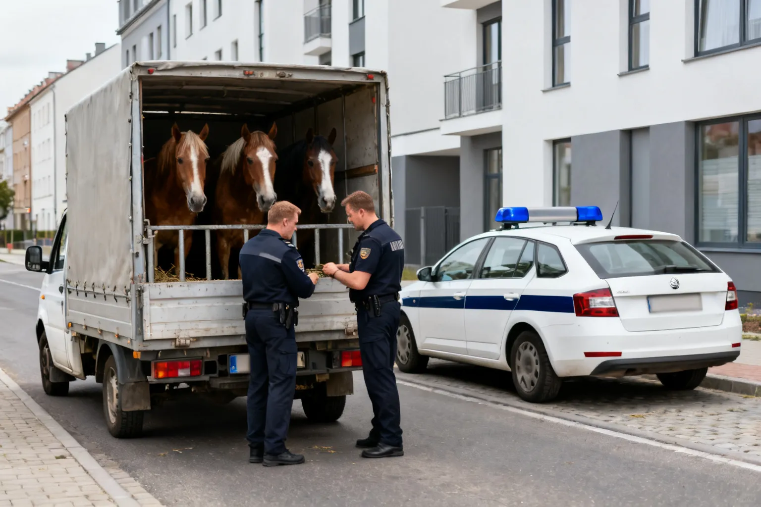 Trzy konie przewożone w pojeździe o ładowności 460 kg. Policja przerwała transport