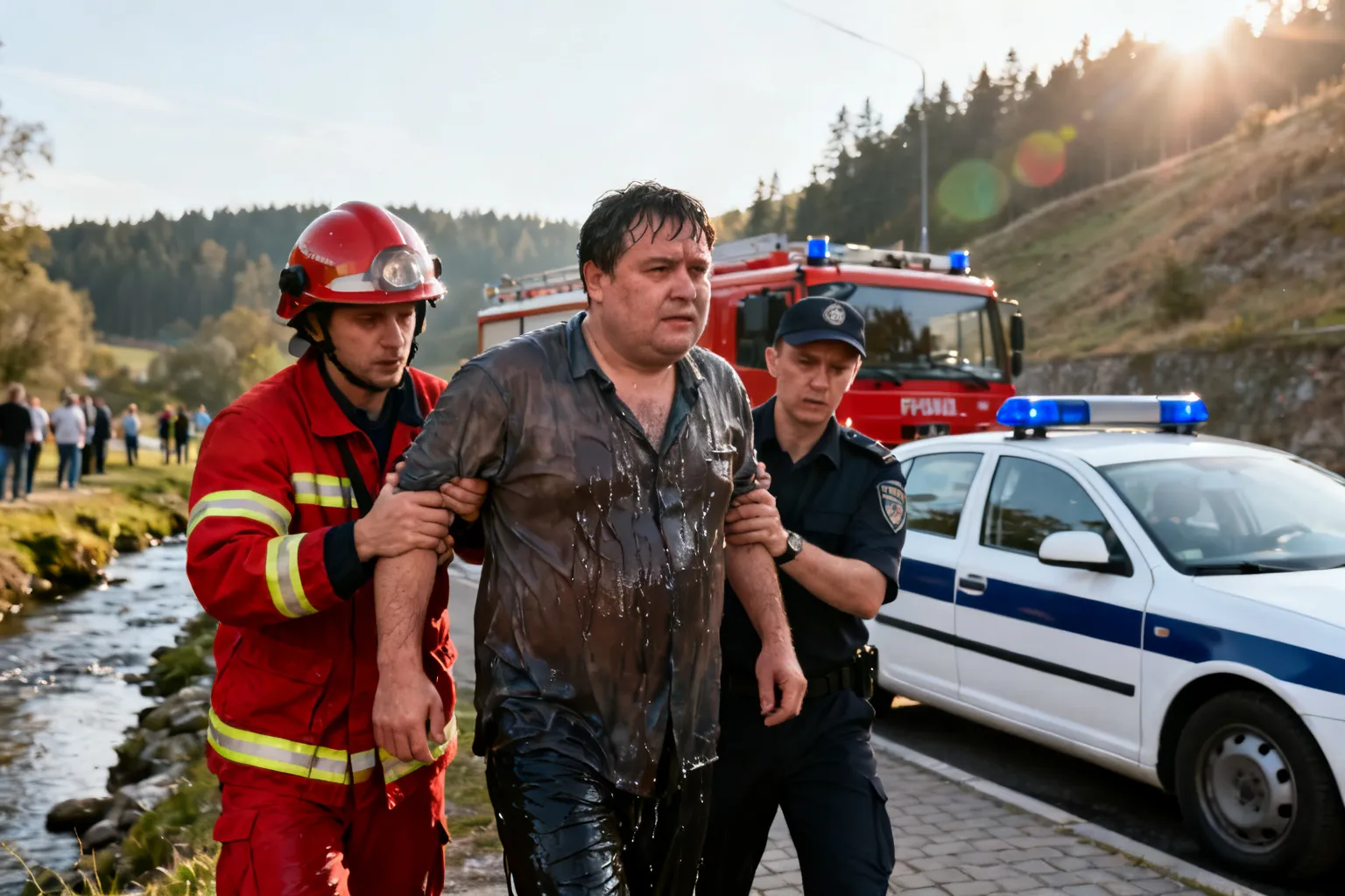 46-latek wyciągnięty ze strumienia w Karpaczu — interwencja policjantów i strażaków