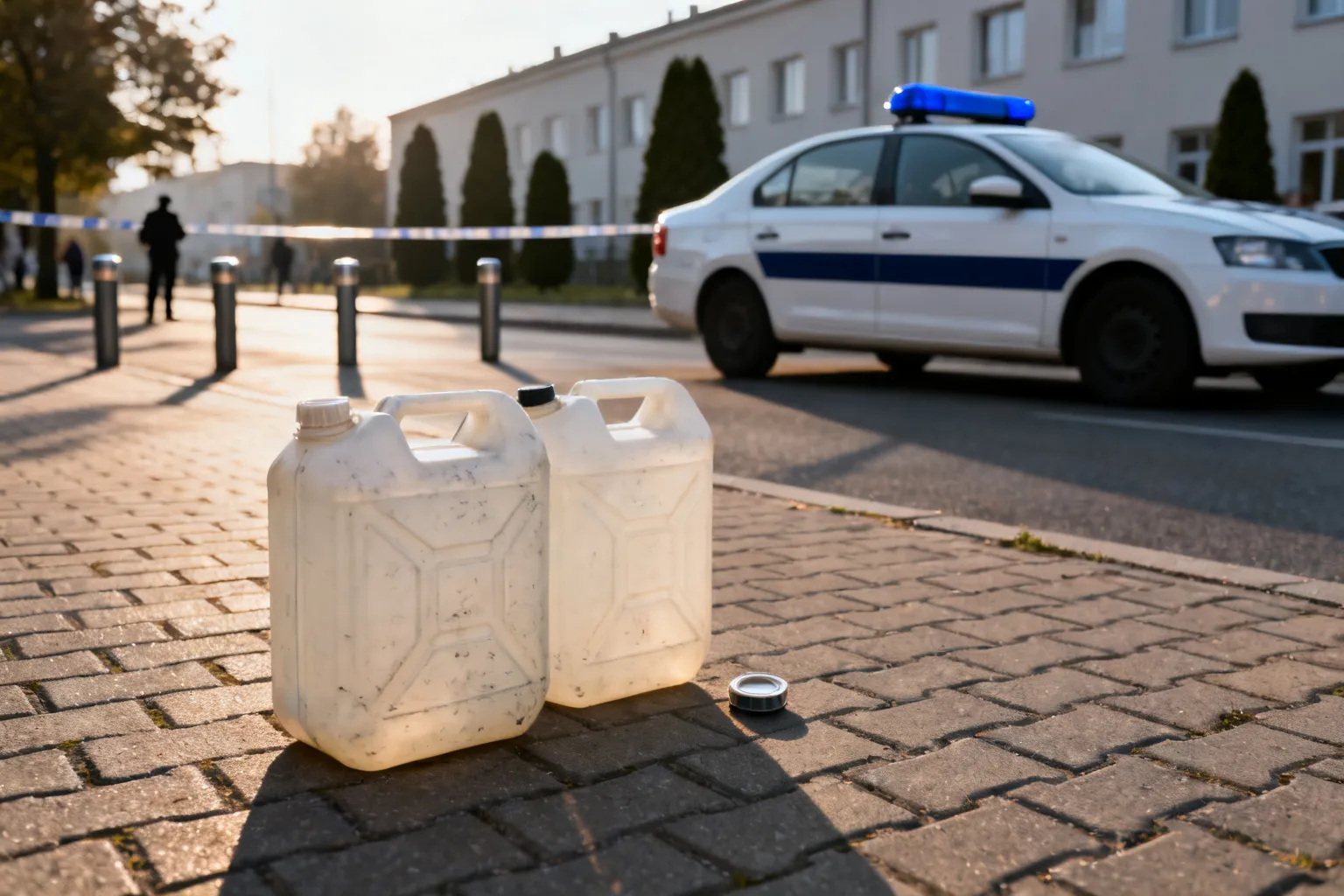 Torby z paliwem pozostawione przed komendą w Ciechanowie. Zatrzymano 78‑latka