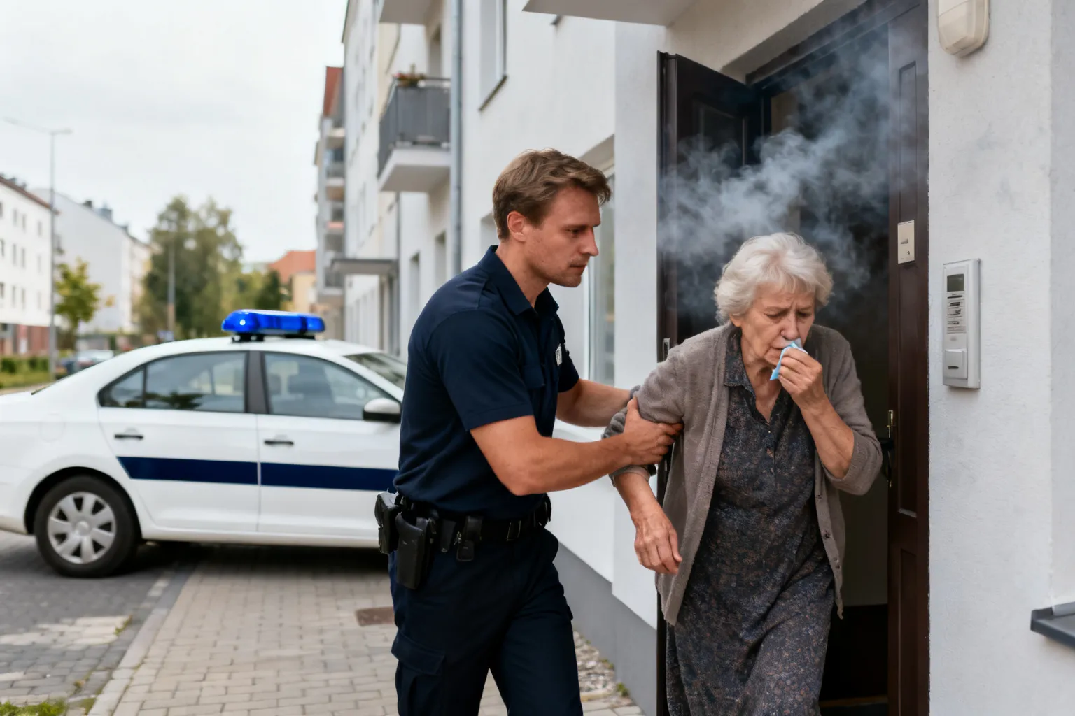 Policjant po służbie uratował 80‑latkę z zadymionego mieszkania